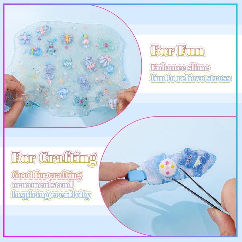 Glitzest 100PCS TINKRSTUFF Blue Slime Charms Jelly Cute Flatback Resin Charms for Slime, Random Kawaii Decoden Charm for Embellishments Phone Junk Case Charms Bulk, Hairpins Scrapbooking Crafting & DIY Decor - Image 5